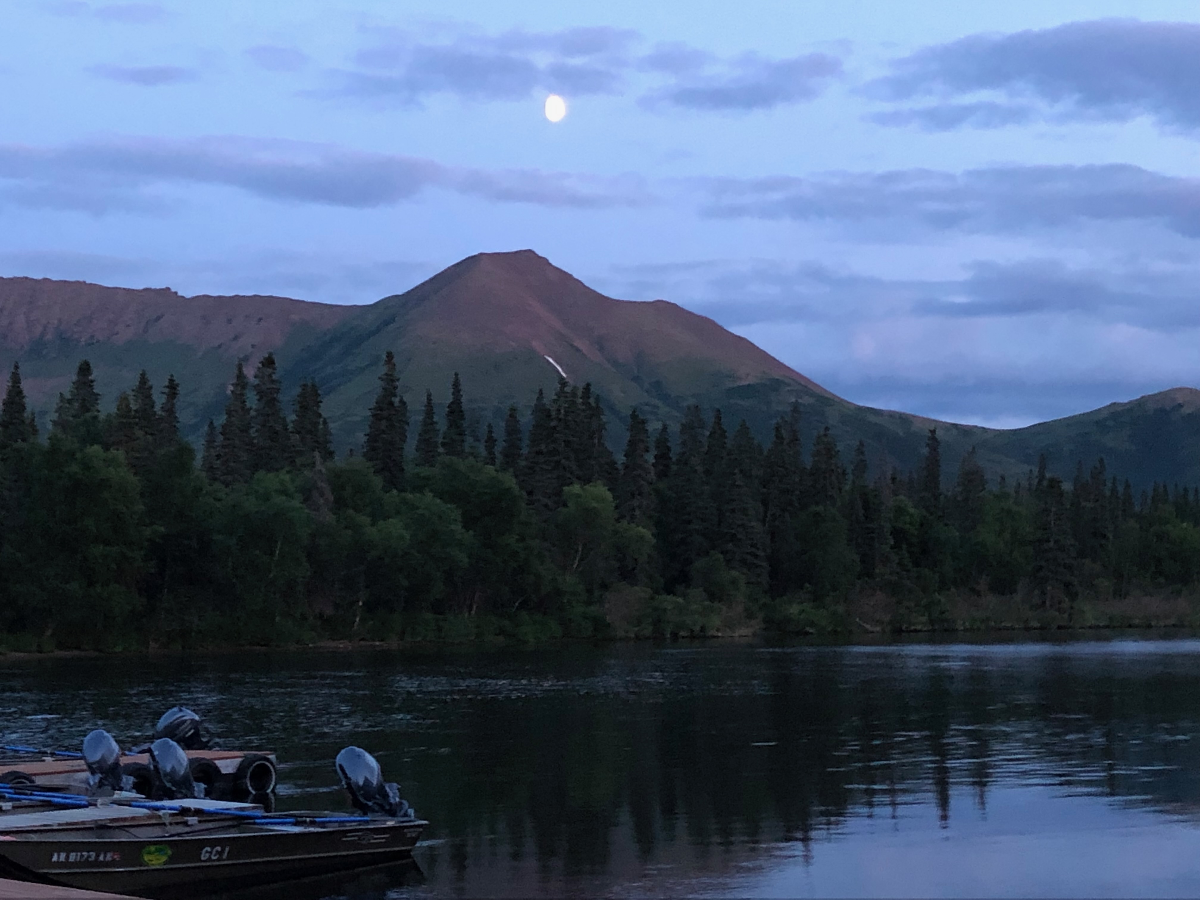 Moon over Alaskan Mountain